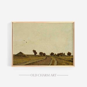 Vintage Fall Landscape Print: Moody Autumn Cottage Decor (Digital Download)