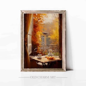 Herbst Druck, Herbst Rustikale Küche Wand Kunst, Herbst Stadtansicht Gemälde, Cottage Wand Dekor Poster, Herbst Bauernhaus Kunst, digitaler Download | WA195