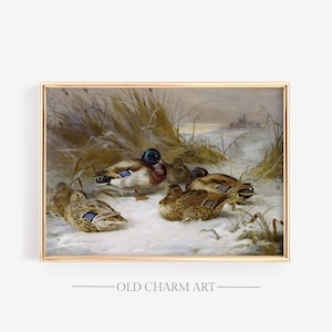 Vintage Mallard Duck Painting: Farmhouse Animal Art (Digital Download)