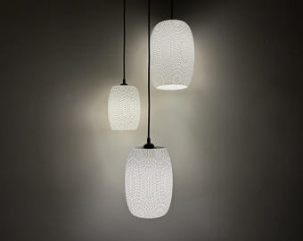 3‑Lamp Cluster Pendant | Organic White Design 3D‑Printed Living Room & Stairwell Lighting