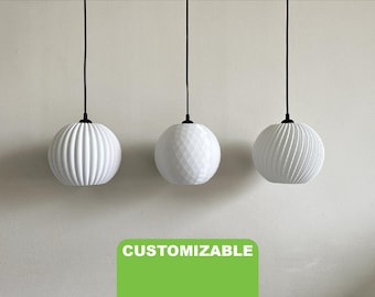 3-Lamp in line Pendant Light | 20cm Mix & Match White lampshades Minimal design 3d print