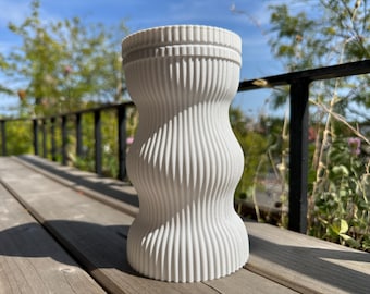 Solar Table Lamp | Wavy Design Outdoor Light Modern Patio & Garden Decor 3D Printed