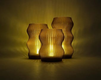 LED Candle Wiggle Amber | Cozy Wireless Table Lamp Wave Design multiple sizes 3D Print