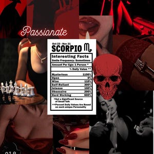Tableau d'humeur du zodiaque Scorpion | Esthétique mystérieuse et intense | Kit de tableau de vision numérique | Décoration d'astrologie imprimable