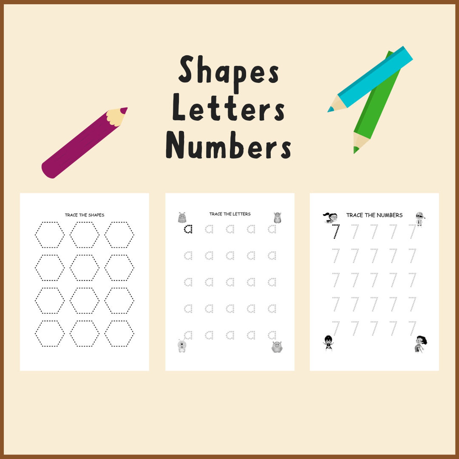 Tracing Worksheets Printable Letter Number Shapes Handwriting