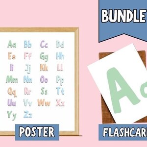 Bundle ABC Flashcards and ABC Poster | Alphabet Flash Cards Printable Flashcards Classroom Alphabet Printable Cards Digital Download