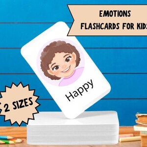 Flashcards imprimíveis de emoções para crianças | Brinquedos educativos montessori para aprendizagem pré-escolar, cartões flash para crianças, download digital de materiais de ensino