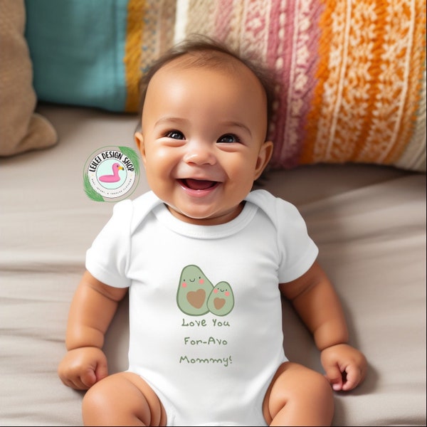 Love You For-Avo Mommy, Mom and Baby, Fruit Print, Avocado Print, Baby Infant Short Sleeve Bodysuit, Baby Shower Gift, Cute Baby Gift