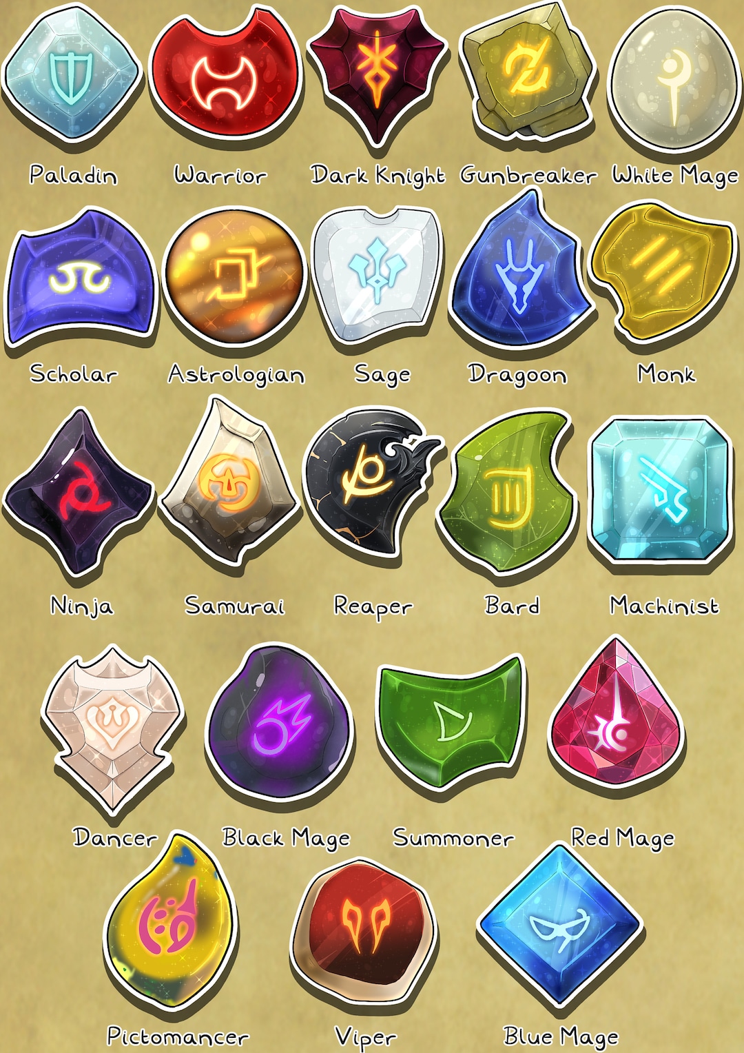FFXIV Job Stone Stickers - Etsy