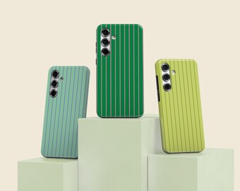 Green Stripe Phone Case, Sage Emerald Preppy Cover fits MagSafe Compatible Tough Case for iPhone 17 16 15 , Samsung s26 s25, Google Pixel 10