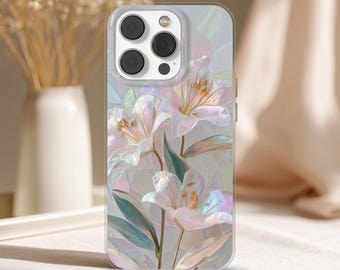 Lily Floral Phone Case | Matte Pearl Print, Elegant TPU Gel