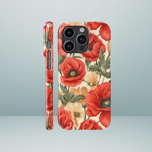 Red Poppy Phone Case Elegant Floral Cover For iPhone 15 15Pro Max 14Pro 13Pro 12 11 Samsung S24 S23 S22 S21 Google Pixel 8 8Pro 7A 7 7Pro 6