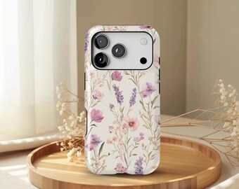 Purple Wildflower Phone Case | soft Aesthetic Floral Cover fits iPhone 17, 16 Pro Max & Samsung S26 | compatible with magsafe case