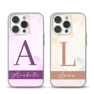 Funda de teléfono con monograma personalizable para iPhone 16e, 14, 13, 12, 11, SE, Samsung S25, A15, S21, S23 Ultra - Funda con inicial personalizada