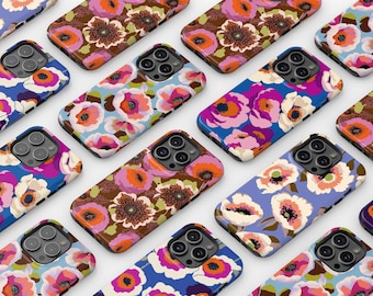 Bold Floral Phone Case compatible with MagSafe | Retro Bloom Flower Cover fits iPhone 17, 16 Pro Max, Samsung S26, S25 Ultra, Summer Case