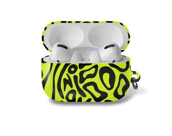 Neon Green case fits AirPods Black Abstract Protective Cover for AirPods 4, AirPods Pro 3, Unique Colorful Aesthetic Earbuds Case