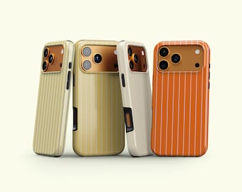 Pinstripe Phone Case Tailored Stripe Cover Preppy Minimalist Vertical Lines Retro Color Aesthetic, Fits iPhone 18 17 16 Pro Max | Glossy