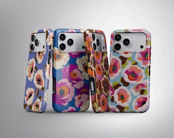 Bold Floral Phone Case compatible with MagSafe | Retro Bloom Flower Cover fits iPhone 17, 16 Pro Max, Samsung S26, S25 Ultra, Summer Case