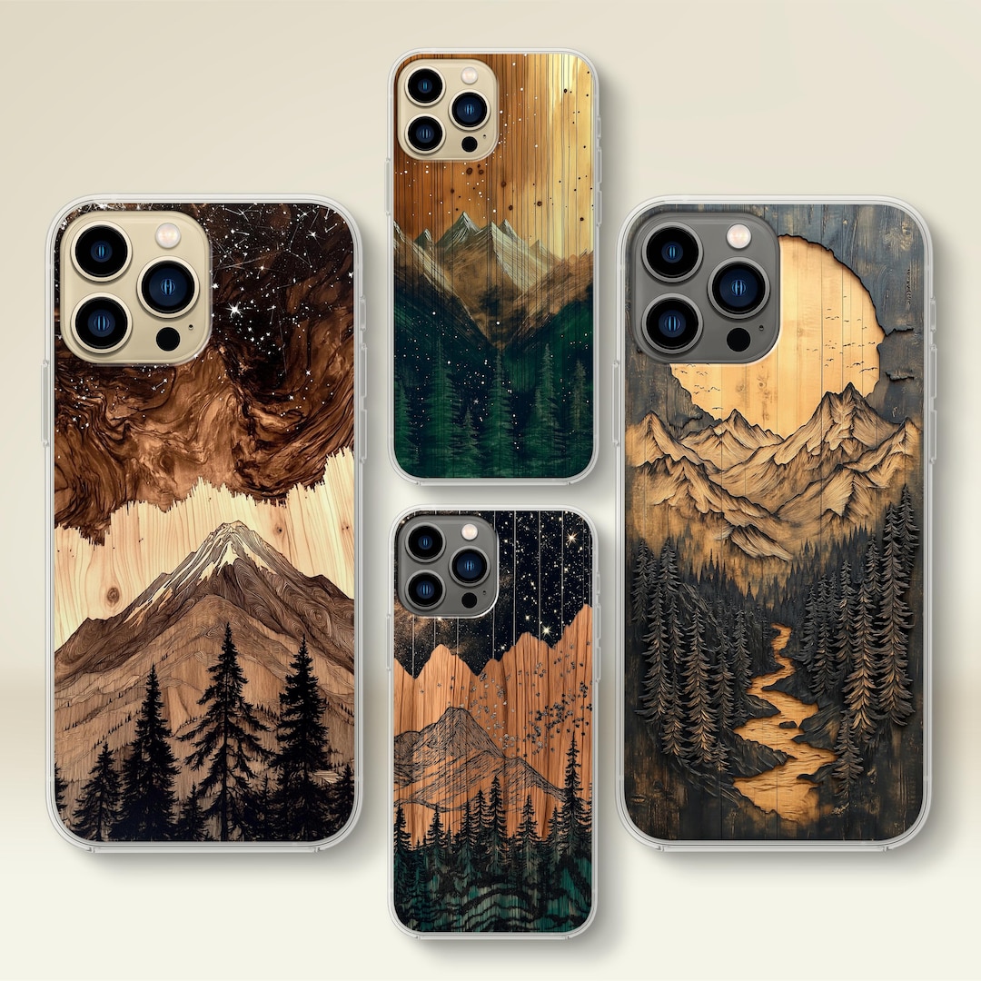 Wooden Mountain Phone Case, Rustic Nature Art Print, iPhone Samsung - Etsy
