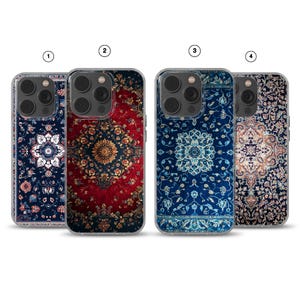 Persian Rug Soft Phone Case Red Print Carpet Cover for iPhone 16, 15, 14, 13, 12, Samsung S25, S24, S23FE, S22, A16, A55, A25, Pixel 9Pro