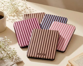 Personalized Kindle cover Fits Paperwhite 12th Gen 7" Custom Striped Case Kindle 11th 6" Aesthetic Book Pouch Hand Strap Magnetic Closure