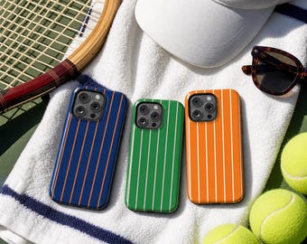 Tennis Club Phone Case Preppy Blue Stripe case Compatible with MagSafe Cover for iPhone, 17 Pro max, Samsung Galaxy, Google Pixel models