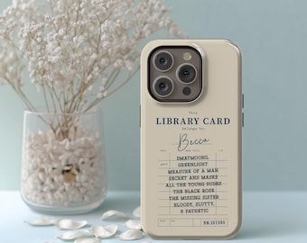 Personalized Bookish Phone Case with TBR List | Custom Library Card Phone Cover for iPhone 17, Samsung & Google Pixel | Book Lover Gift