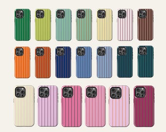 Colorful Striped Phone Case Preppy Vertical Stripe Cover for iPhone, Samsung Galaxy, Google Pixel protective Phone Case with MagSafe