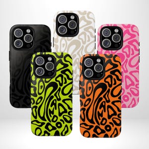 Design con linee ondulate verdi e nere - Custodia rigida astratta per iPhone e Samsung, regali per lui, amante delle auto da corsa