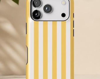 Custom Color Striped Phone Case, Preppy Vertical Pinstripe Cover Retro Minimal Design Compatible with iPhone 18 Pro Max, 17 Pro, 16, 15 Pro