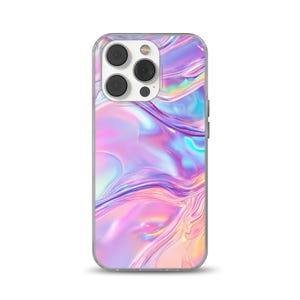 Étui de téléphone holographique, chrome liquide irisé, esthétique, couleur pastel Y2K pour iPhone, Samsung, étui Google, coque de téléphone abstraite brillante tendance