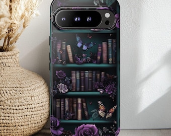 Bookish Phone Case Dark Academia Bookshelf Cover Gothic Floral Library Aesthetic Book Lover Gift Fits Google Pixel 10 Pro XL