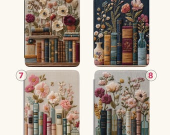 Embroidered Floral Book Sleeve fits Kindle 11th Gen 6", Vintage Library Cover with Hand Strap | Personalized Case for Paperwhite 12th Gen