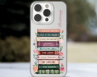 Personalized Bookish Phone Case with Custom Titles, Clear Transparent Cover for Colorful Tough Case for iPhone 17 16  Pro Max, BookTok Gift