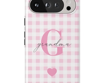 Pink Gingham Phone Case for Google Pixel 10 Pro XL, Custom Magnetic Case fits Google Pixel 10A 9 8 Pastel Checkered Pixel Cover Gift