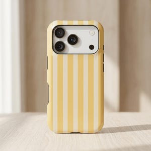 Bonita funda amarilla para teléfono con rayas, color personalizado para iPhone 17, 16 Pro Max, funda con líneas, compatible con Google Pixel 10 XL Monogram MagSafe