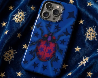 Vintage Stars phone case Ladybug Phone Neon Stars Cover for iPhone 16 pro max MagSafe, Samsung S2 FE S23
