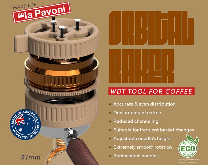Premium  WDT Tool 51mm Orbital Raker WDT Tool - Espresso Accessories for La Pavoni Coffee Machine
