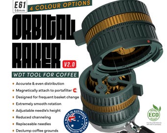 58mm Orbital Raker v2.0 - Premium Magnetic Coffee WDT Tool - E61 Coffee Machine Espresso Accessories (2 needle options 0.25mm / 0.35mm )
