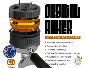 Premium 58mm Orbital Raker WDT Tool - E61 Coffee Machine Espresso Accessories
