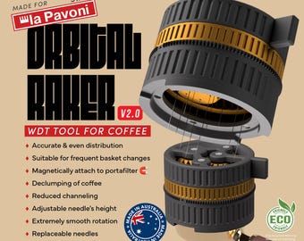 51mm Orbital Raker v2.0 - Premium Magnetic Coffee WDT Tool  - for Coffee machine ie. La Pavoni (2 needle options 0.25mm / 0.35mm )