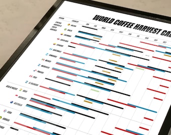 World Coffee Harvest Calendar Poster (Perfect for Cafes and Coffee Roasters)