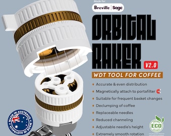 54mm Orbital Raker v2.0 - Premium Magnetic Coffee WDT Tool  - Breville / Sage Coffee Machine Accessories (2 needle options 0.25mm / 0.35mm )