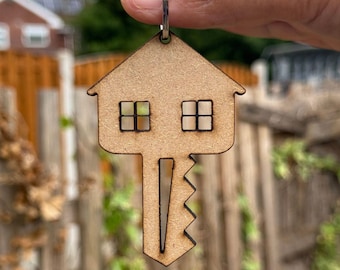 Personalized MDF Keyring | Engraved New Home Gift