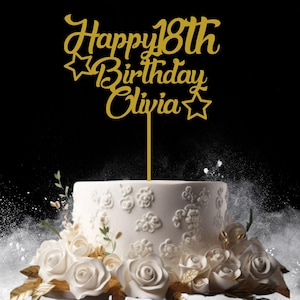 Individueller Holz Cake Topper Personalisierter alles Gute zum Geburtstag Tortendeko, Partydeko für Geburtstage, individuelles Alter und Namensdekoration