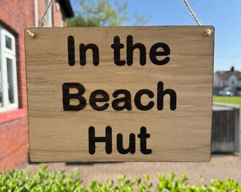 Personalized Oak Veneer Hanging Sign | Engraved Text Door Sign
