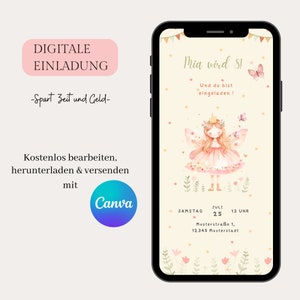Digital invitation for children's birthday, customizable e-card WhatsApp invitation, birthday invitation for cell phone, template Canva