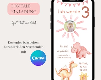 Invitación digital para cumpleaños infantil, invitación WhatsApp con tarjeta electrónica personalizable, invitación de cumpleaños para celular, plantilla Canva, invitación boho
