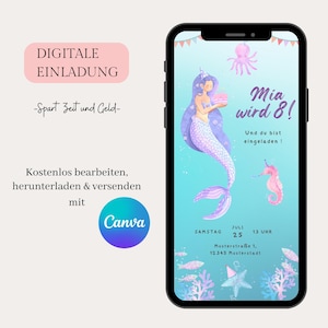 Digital invitation children&#39;s birthday, personalizable e-card WhatsApp invitation, birthday invitation mobile, template Canva