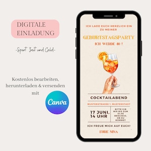 Ecard Digitale Einladung Aperol Geburtstag | Einladung Geburtstagsparty 30. 40. 50. | Ecard Geburtstagseinladung zum Versenden per Whatsapp
